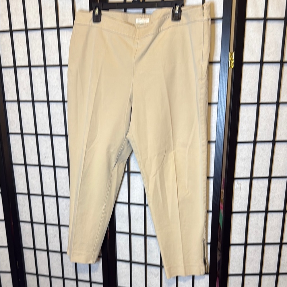 Eileen Fisher Tan Ankle Cropped Pants Relaxed Fit